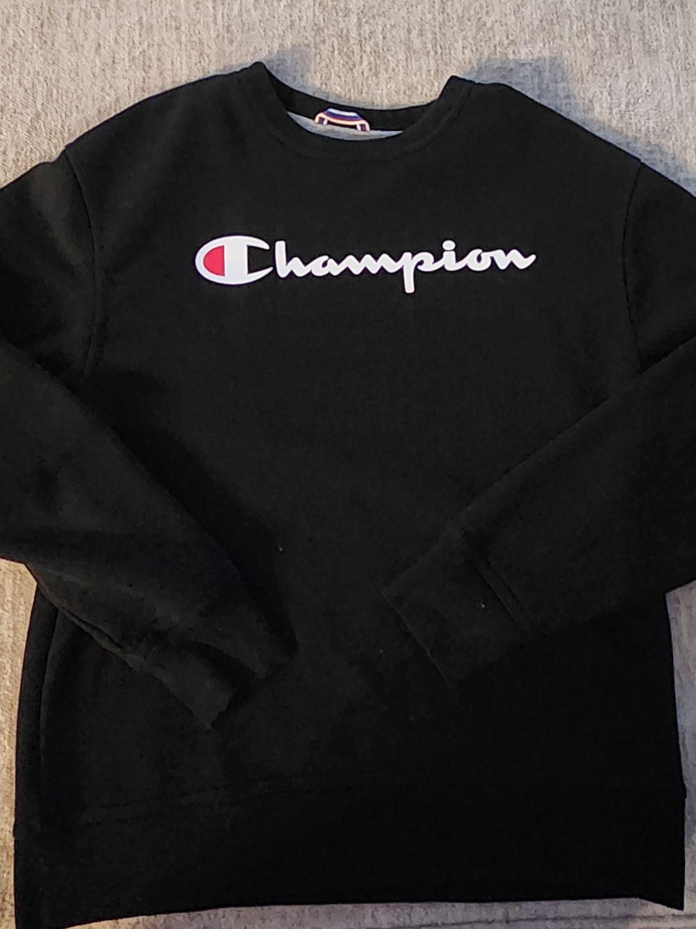 Champion Men's Black Logo Crewneck Sweatshirt Size Medium